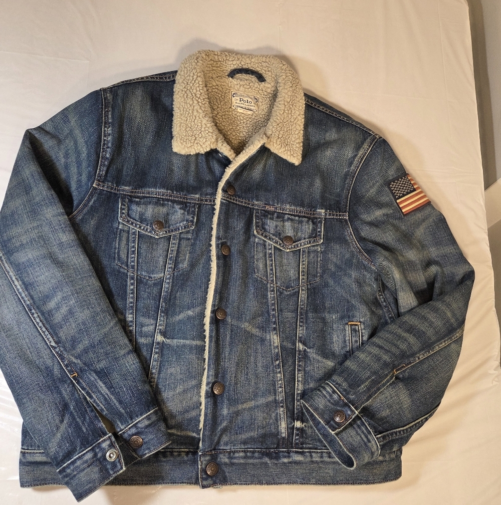 Polo Ralph Lauren Men's Heavy Warm Fleece Lined Sherpa Denim Trucker Jacket